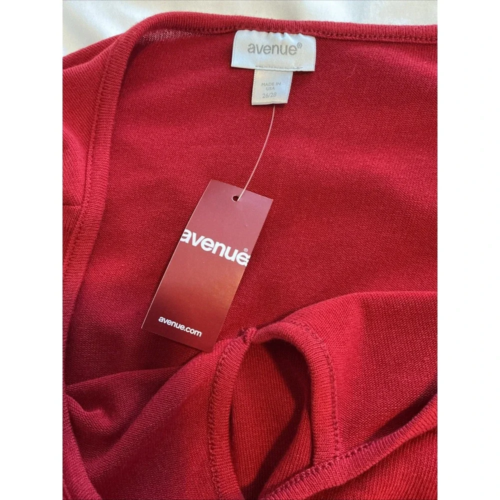 NEW! Avenue 3X 26/28 Casual Career‎ 3/4 Sleeves Solid Red Sweater Top